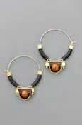 Art Deco black brown hoop earrings
