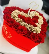 50 YEAR LONG ROSES IN A VELVET HEART BOX