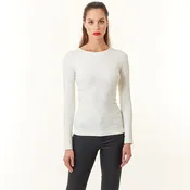 Niki Biki, Premium Seamless Long Sleeve Crew Neck Top in ivory