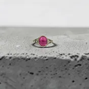 Art Deco 14k White Gold Ring | Vintage Ruby Cabochon by La France Jewelry Co.| Size 7.25
