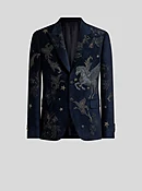 CHENILLE JACQUARD SINGLE-BREASTED JACKET WITH PEGASO MOTIF