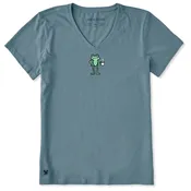 Women's Frog with Coffee Short Sleeve Crusher Vee