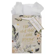 For This Child I Have Prayed Tan Floral Medium Gift Bag - 1 Samuel 1:27