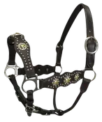 Cross Concho Halter with Spots and Adjustable Nose and Chin Straps -USA Leather