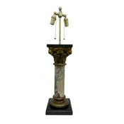 19th Century Marble and Cast Bronze Column Lamp