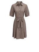 *A Shirt Thing Suzanne Cotton Stripe Short Sleeve Collared Button-Up Belted Midi Dress, Size P(XS)
