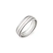 6.5mm Platinum and 18 Karat White Gold Line Patterned Wedding Band