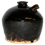 Antique Black Lacquered Vinegar Pot w Sprout