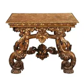 Italian Giltwood Console with Faux Marble Top
