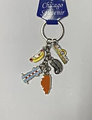 Chicago bean and hotdog charms keychain