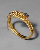 Antique 1870s 14k Gold Sapphire & Rose Cut Diamond Hinge Bracelet