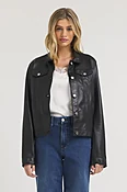 Alexa Burnished Leather Jacket Black