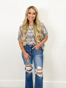 Eesome Baroque Pattern Loose Fit Blouse