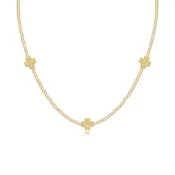 17" Choker Beaded Signature Cross 2mm Gold