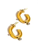 Alsace Two Toned C Hoop Earring