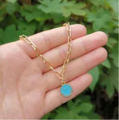 Happy Mini Face Necklace - Blue