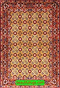 5x6 Rug, Persian Veramin Rug, Green and Rust Color Rug