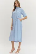 Entro Blue Stripe Midi Dress