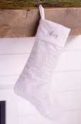 Plush & Glitter | White with Silver personalized Christmas stocking by MerryStockings