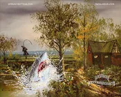 Ahab with a Great White Shark on the Line (2017) NERC Print by Mike Wellins