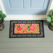 Peony Toile Flocked Coir Sassafras Switch Mat, 22"x10"
