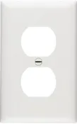 1 Gang Duplex Outlet Plate, Nylon, Oversized, White