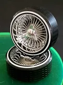 1/18 SUPER SPOKES  LOWRIDER SPOKED SMOOTH Style 3 Prong K/O Rim & LOW PRO WW Tire Set CHROME