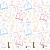 Back to School - Book Lover White Yardage