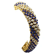 1980s Enamel Diamond Yellow Gold Barber Pole Bracelet
