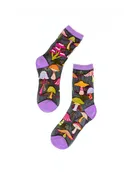 Magic Mushrooms | Black Sheer Crew Sock