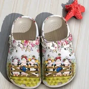 “Country Charm” – Floral Cows at the Fence Crocs