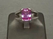 18KT White Gold 3.05 carat GIA Pink Sapphire &amp; Pave Diamond 5.55TCW Pyramid Ring