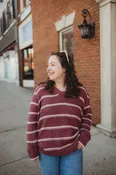 Candy Striped Sweater- Marsala