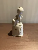 Retro Porcelain With Gold Stars Angel Sitting On Bell Figurine 5.5”H