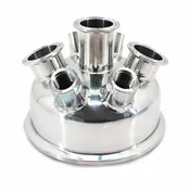6" Hemispherical Lid - 3x 1.5" TC - 2x 1/2" FNPT - 2x 1/4" FNPT - SS304