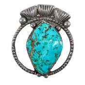 1940s Blue Gem Turquoise Naja Pin | John Hoskie