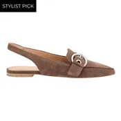 Greta Suede Flat in Coco/Silver