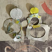 Avant-Garde Metallic Leather Earrings - Handcrafted Modern Art in Chicago — KFLEYE.COM