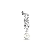 8MM WHITE PEARL AND 10MM CUBAN LINK EARRINGS