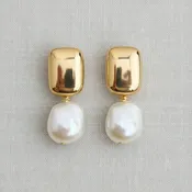 Geometric Baroque Freshwater Pearl Stud Earrings