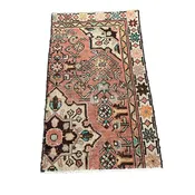 1'10" x 3' Handmade Turkish Wool Rug - Vintage Floral Area Rug | Pink Boho Carpet