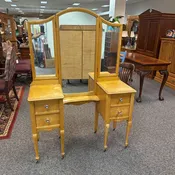 Birdseye Maple Vanity w/Mirror AS IS (67x48x19)