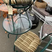 Green Garden Table with Two Chairs — The Predecessors Estate Sales - Online