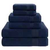 American Soft Linen Pleated Collection 100% Combed Cotton Luxury 6 Piece Towel Set, Zero Twist Ultra Soft and Plush 460 GSM Towels for Bathroom