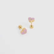Adorn 512 Pink Enamel Tiny Bubble Heart Screw Flat Back Stud Earrings