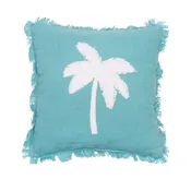 10in. x 10in. Aqua Palm Tree Mini Pillow