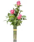 3 Purple Roses Bud Vase
