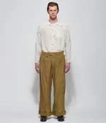 Archivio J.M. Ribot Crinkled Ochre Grid Trousers