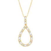 14 KT Baguette Shape Yellow Gold Diamond Pendant