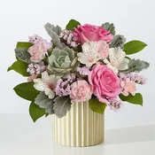 Dusty Rose Bouquet with Ivory Vase